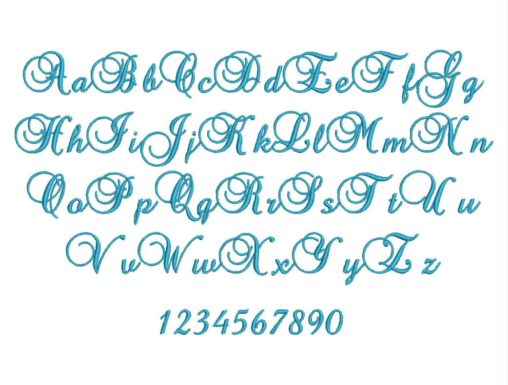 Brock Script Embroidery Font Machine – 13 Size Monogram Fonts – Instant ...