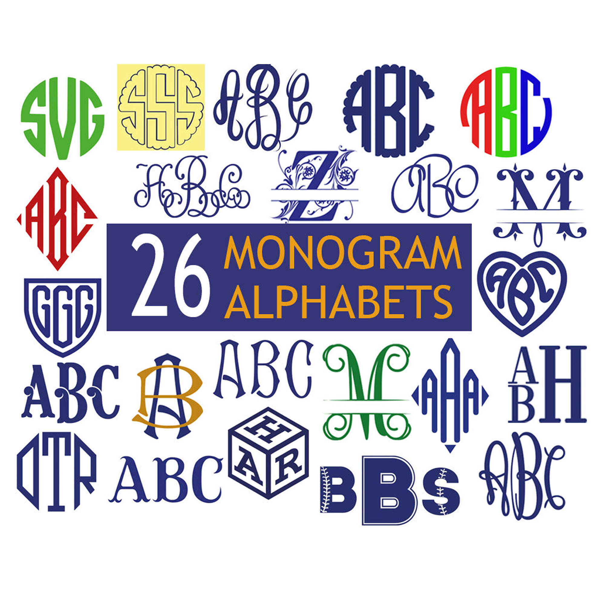 Download 26 Monogram Alphabets Pack Monogram Svg Eps Dxf Cricut Monogram Font Svg Shop