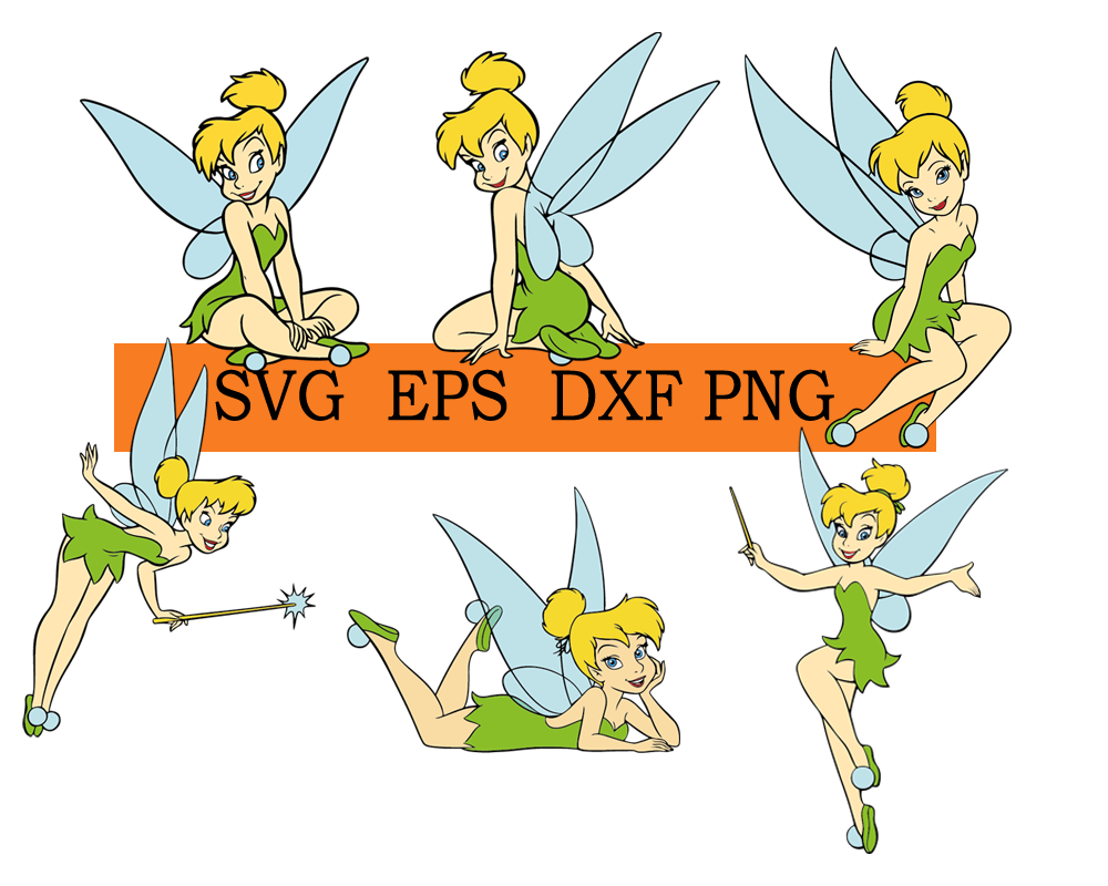 TinkerBell Svg, Tinker Bell Cutfiles Svg, Dxf, Eps, Png files, Layered