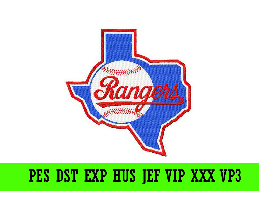 Texas Rangers logo machine embroidery design